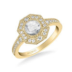 ArtCarved Yellow 14 Karat Gold Halo Diamond Engagement Ring Size 6.5