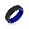 Triton Black & Blue Tungsten Carbide Blue Ceramic Wedding Band Size 10 *