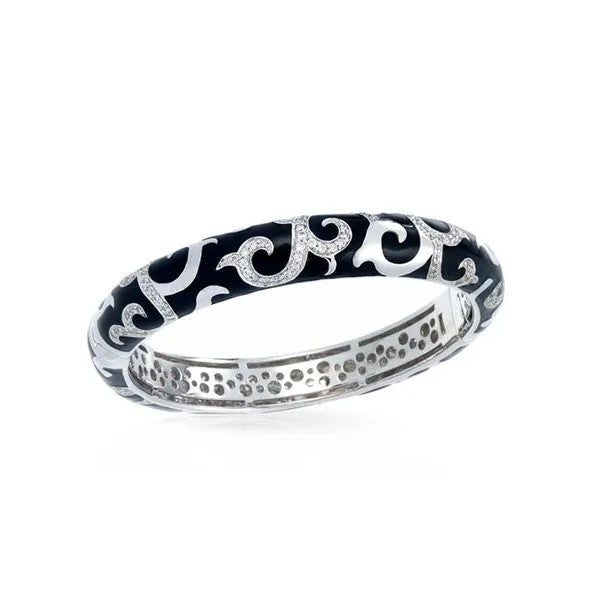 Royale Sterling Silver Black Enameled Bangle, view 2