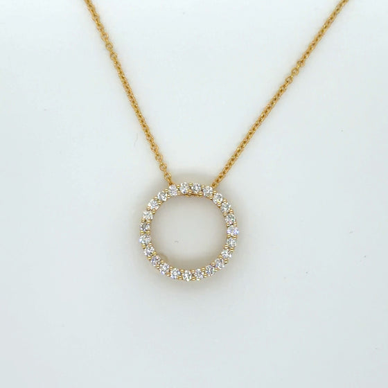 Yellow 14 Karat Gold Diamond Circle Pendant