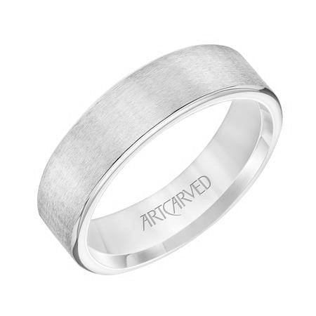 ArtCarved White 14 Karat Gold Wedding Band Size 10 *