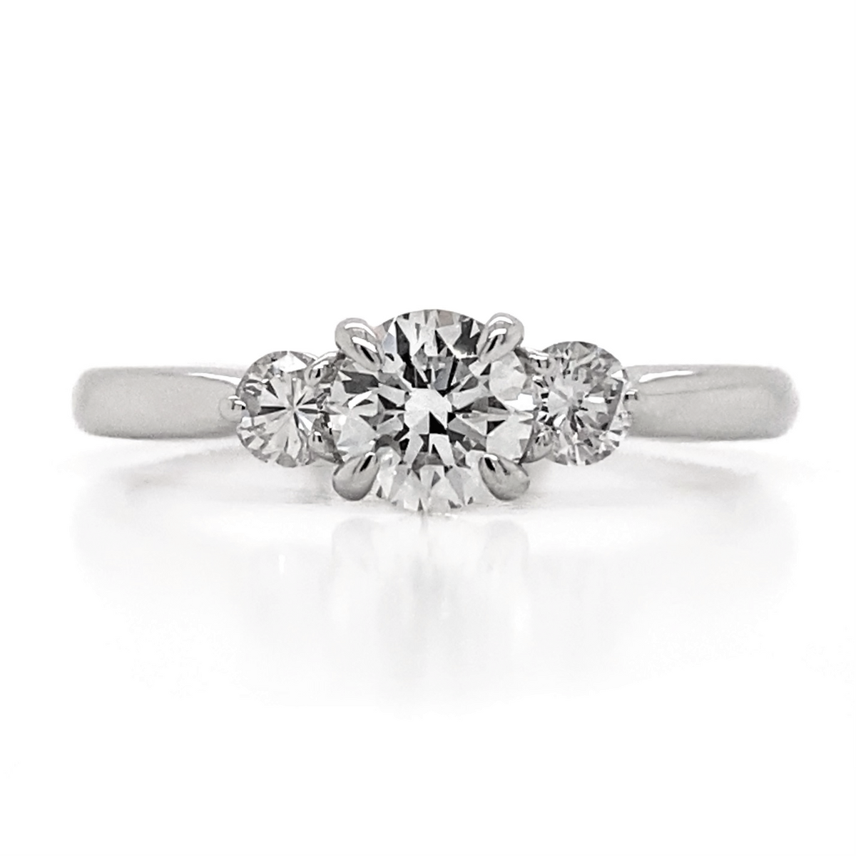 Diamond Designs White 14 Karat Gold 3 Stone Diamond Engagement Ring Size 6.75 *
