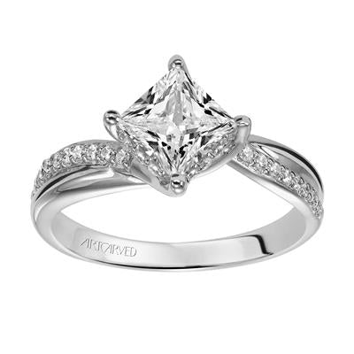 ArtCarved White 14 Karat Gold Diamond Engagement Ring Mounting Size 6.5 *