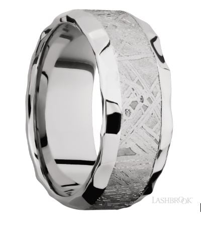 Lashbrook White Cobalt Chrome Meteorite Wedding Band Size 10 *