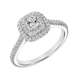ArtCarved 0.75ctw White 14 Karat Gold Halo Diamond Engagement Ring Size 6.5