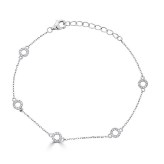 Diamond Designs White 14 Karat Gold  Diamond Open Circle Bracelet *