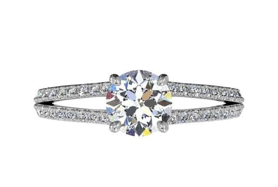 Ritani White 14 Karat Gold Diamond Engagement Ring Mounting Size 6.5 *