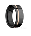Lashbrook Black Zirconium 14K Rose Gold Stripe Wedding Band Size 10 *