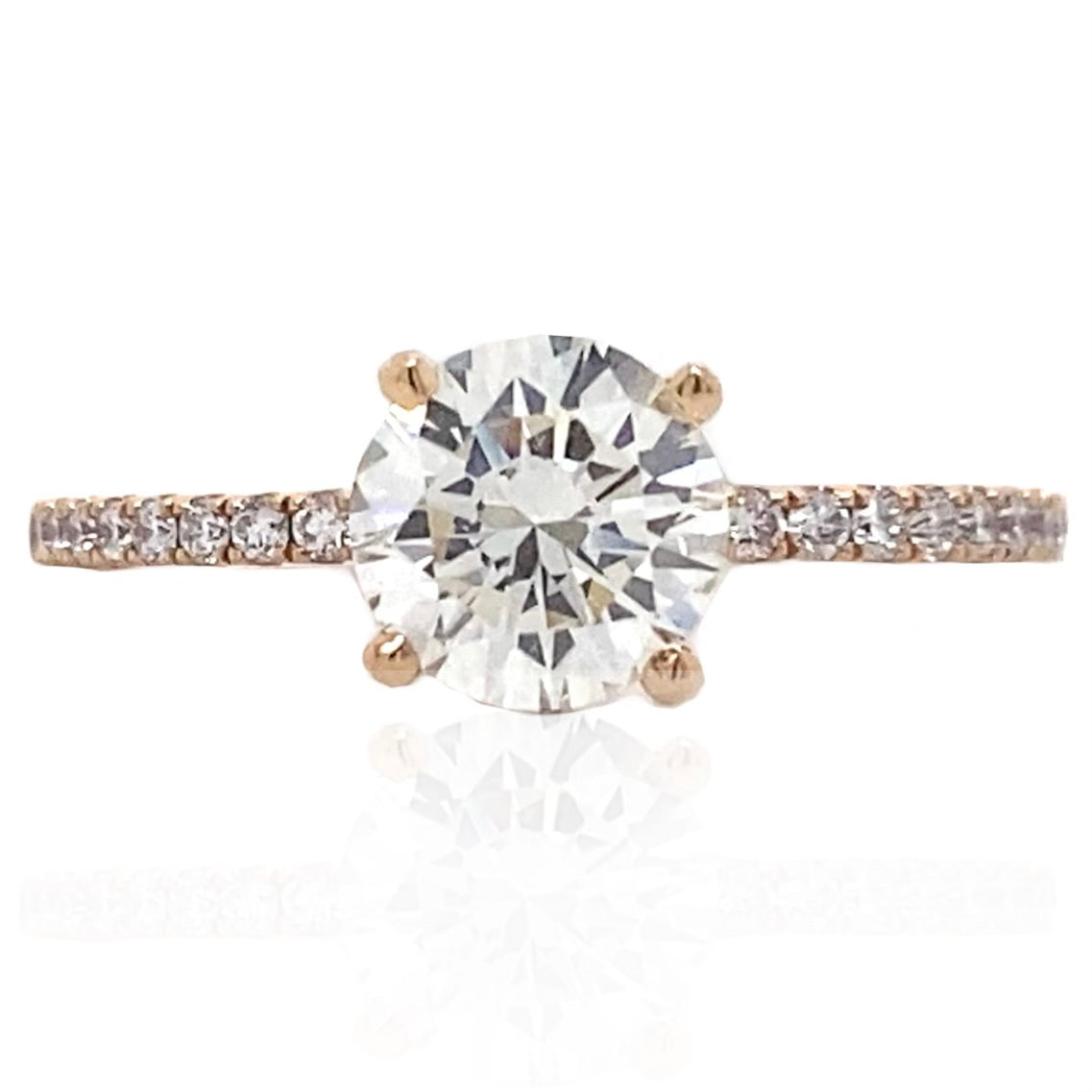 Diamond Designs Rose 18 Karat Gold Classic Diamond Engagement Ring Size 6.75 *