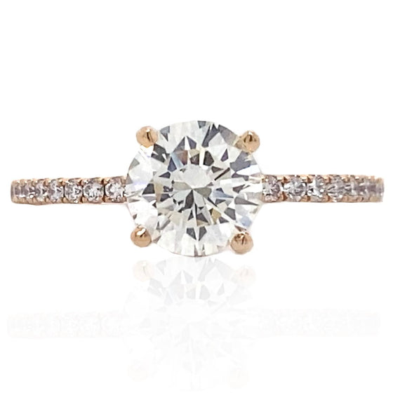 Diamond Designs Rose 18 Karat Gold Classic Diamond Engagement Ring Size 6.75 *