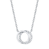 Shy Creation White 14 Karat Gold Diamond Interlocking Circle Necklace *