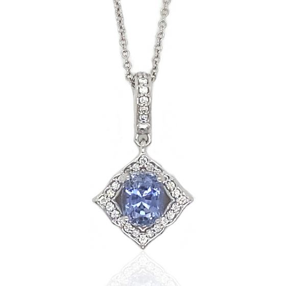 Diamond Designs White Gold Sapphire and Diamond Halo Pendant*