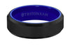 Triton Black & Blue Tungsten Carbide Blue Ceramic Wedding Band Size 10 *