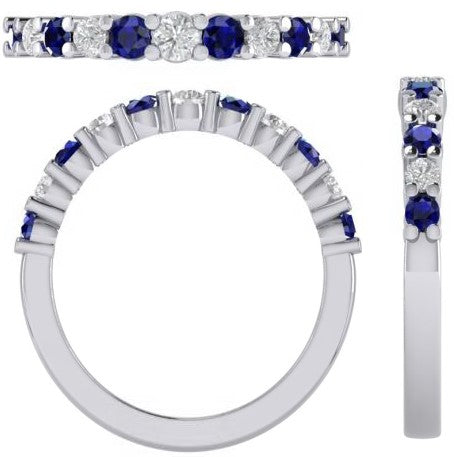14K White Gold Sapphire, Diamond Wedding Bands from Diamond Designs