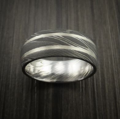 Lashbrook Damascus Steel Striped Wedding Band Size 10 * - view 2