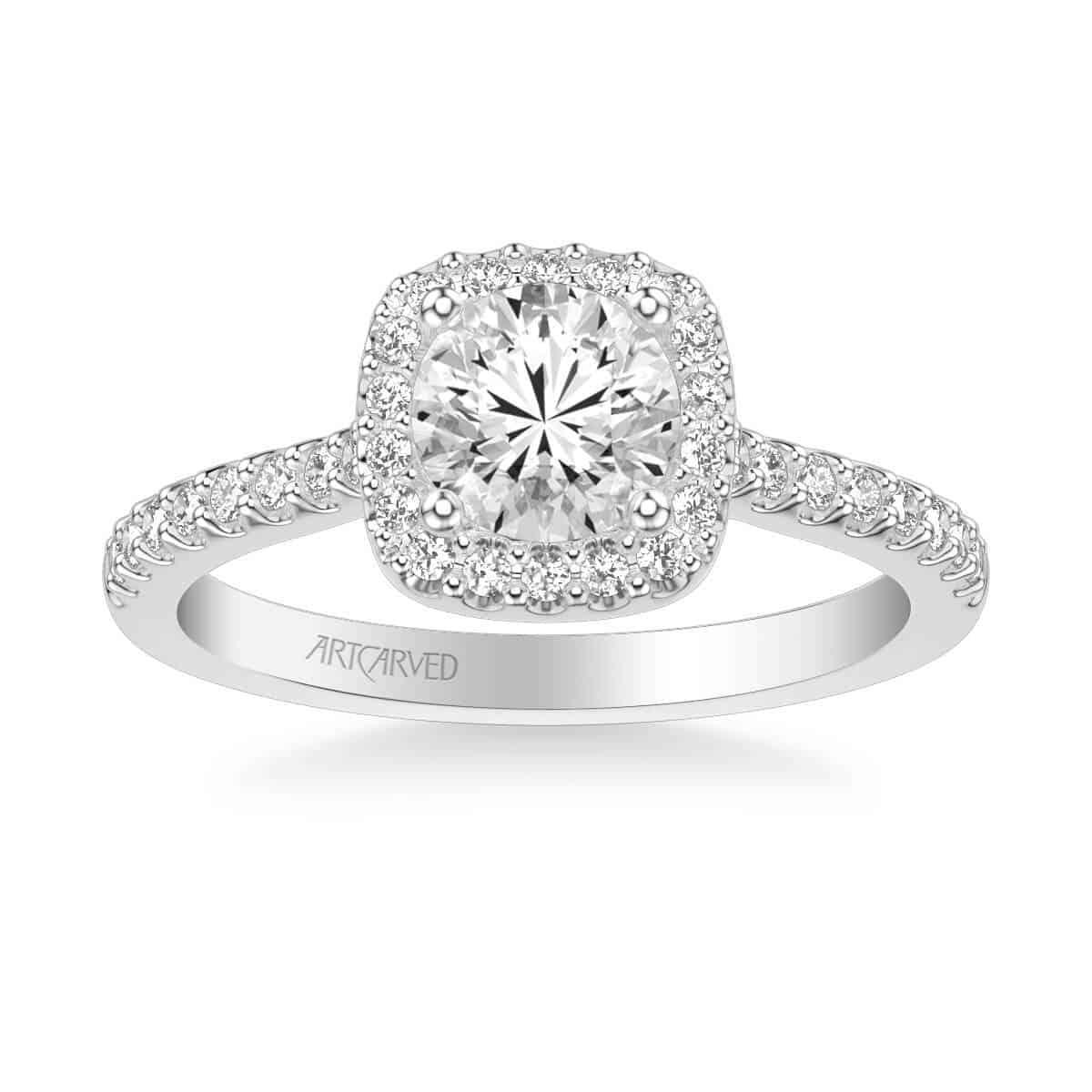 ArtCarved 0.32ctw "Layla" White 14 Karat Gold Diamond Engagement Ring Mounting Size 6.5 (V324EPW) v2 - view 2