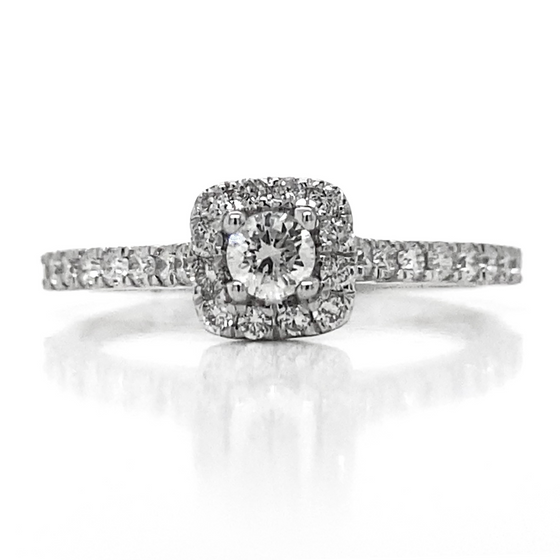 Diamond Designs White 14 Karat Gold Halo Diamond Engagement Ring Size 7 *