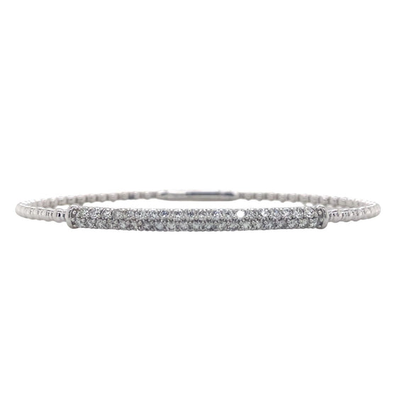 14 Karat White Gold Stylish Diamond Flexible Bangle Bracelet