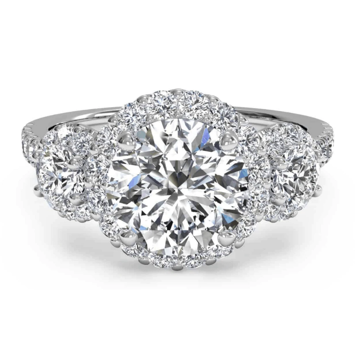 Ritani White 14 Karat Gold Diamond Engagement Ring Mounting Size 6.5 *