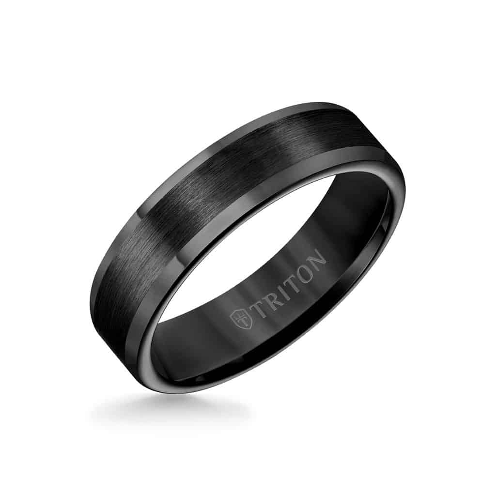 Black Tungsten Carbide Satin Wedding Band Size 10 *