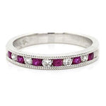 14K White Gold Ruby, Diamond Wedding Bands, view 3, from Diamond Designs