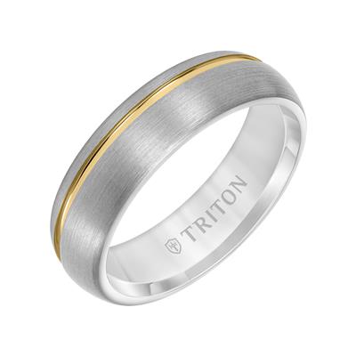 Triton Grey Tungsten Carbide with Gold Tone Inlay Wedding Band Size 10*