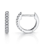 Shy Creation White 14 Karat Gold Diamond Small Hoop Earrings * - view 3