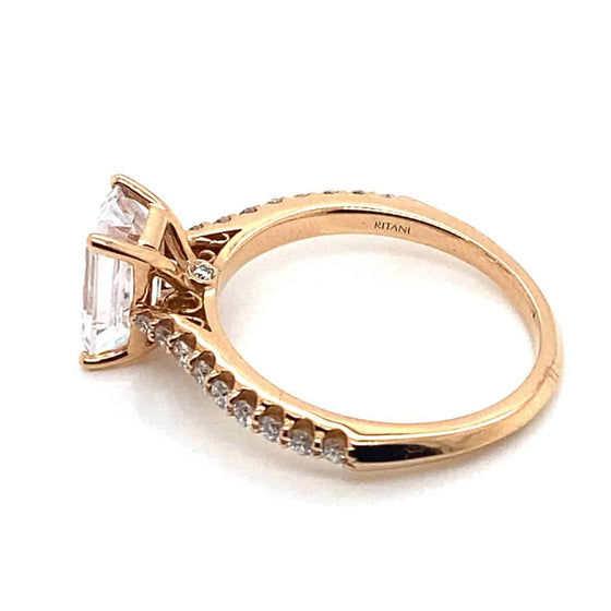 Ritani Rose 18 Karat Gold Diamond Engagement Ring Mounting Size 6.5 *