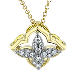 Zeghani Yellow & White 14 Karat Gold Diamond Clover Design Pendant*