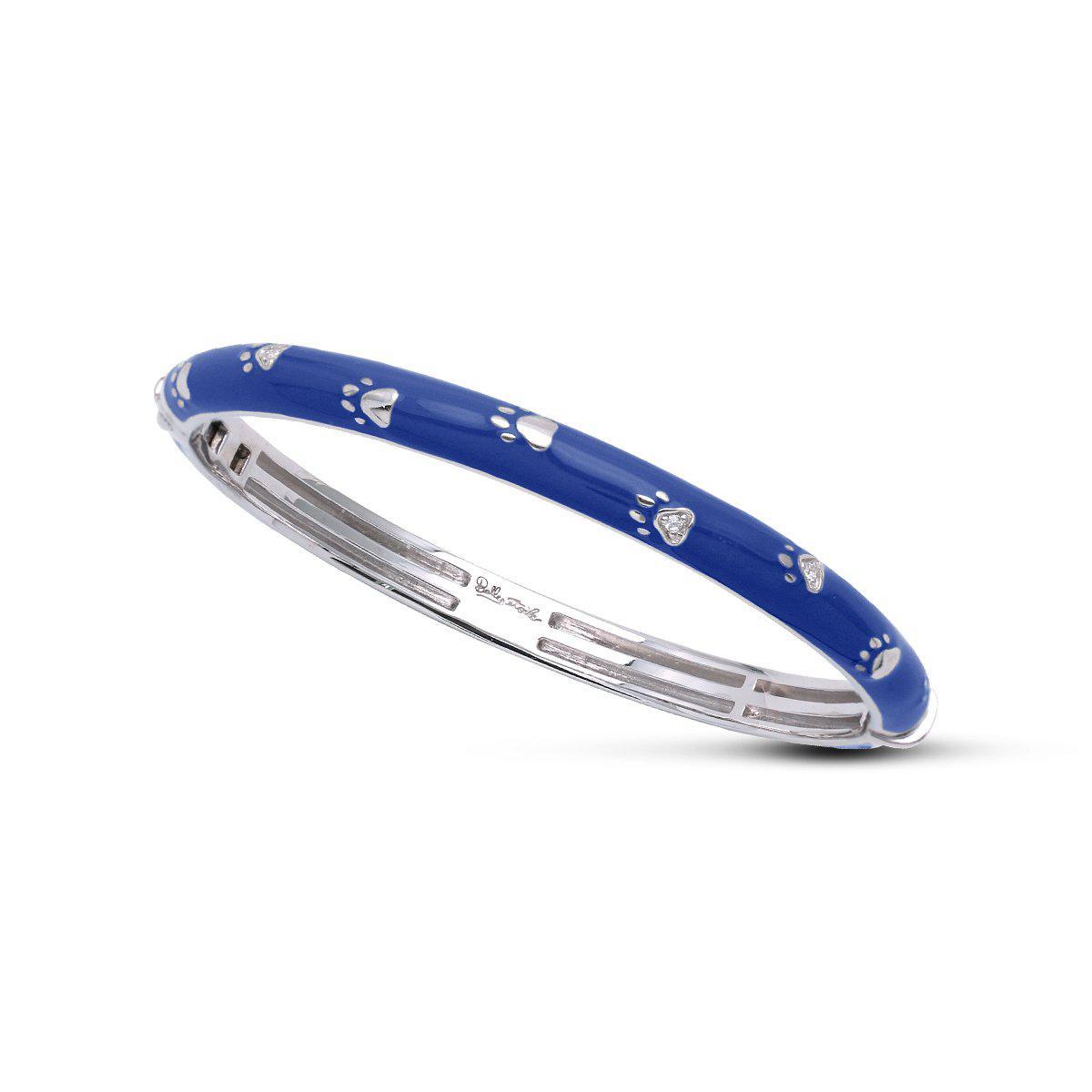 Paw Prints Sterling Silver Blue Enameled Bangle
