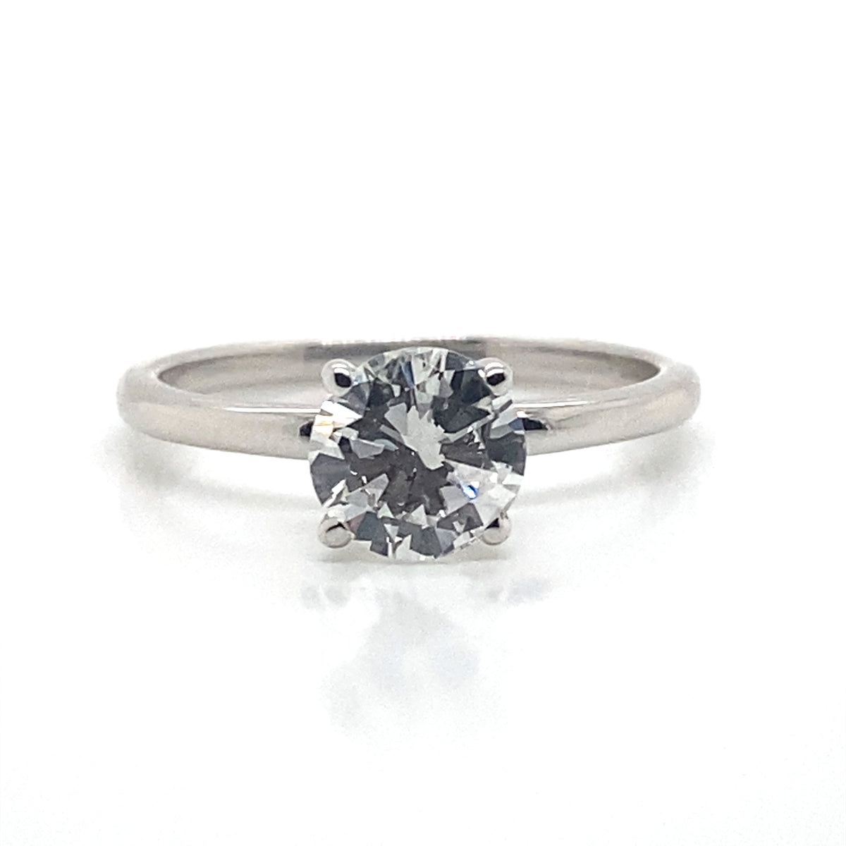 Diamond Designs White 18 Karat Gold Solitaire Diamond Engagement Ring Size 6.5 *