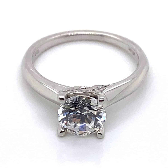Ritani White 18 Karat Gold Diamond Engagement Ring Mounting Size 6.5 *