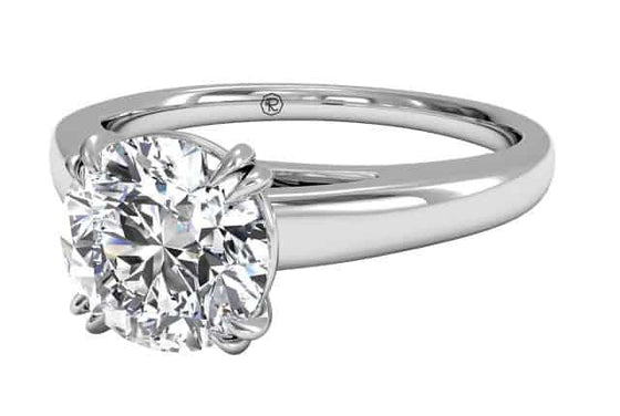Ritani White 14 Karat Gold Solitaire Engagement Ring Mounting Size 6.5 * - Diamond Designs
