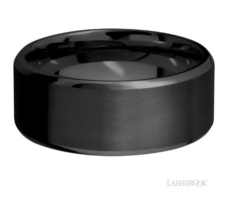 Lashbrook Black Zirconium Sandblast Wedding Band Size 9.5 * - view 3