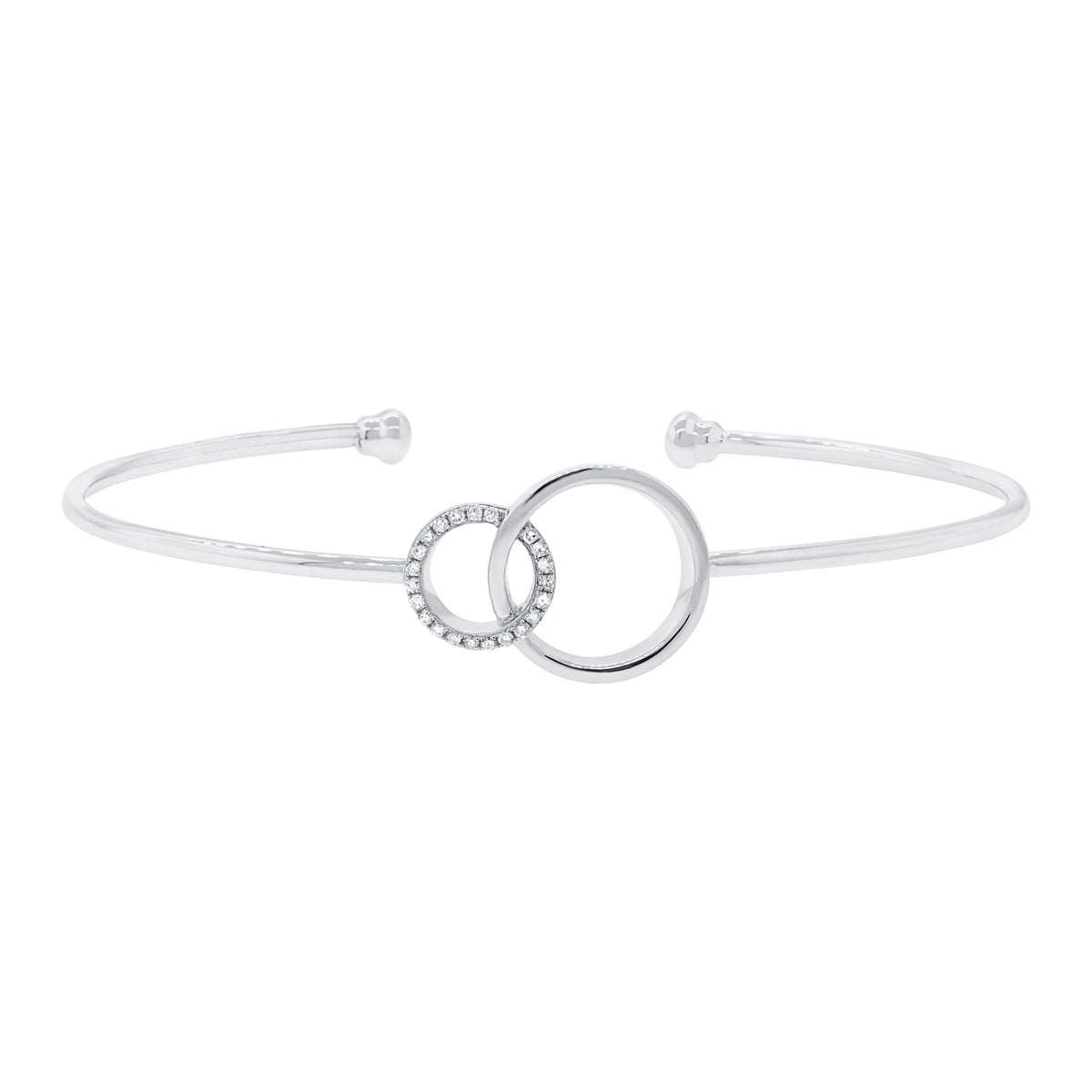 Shy Creation White 14 Karat Gold Diamond Bangle Bracelet *