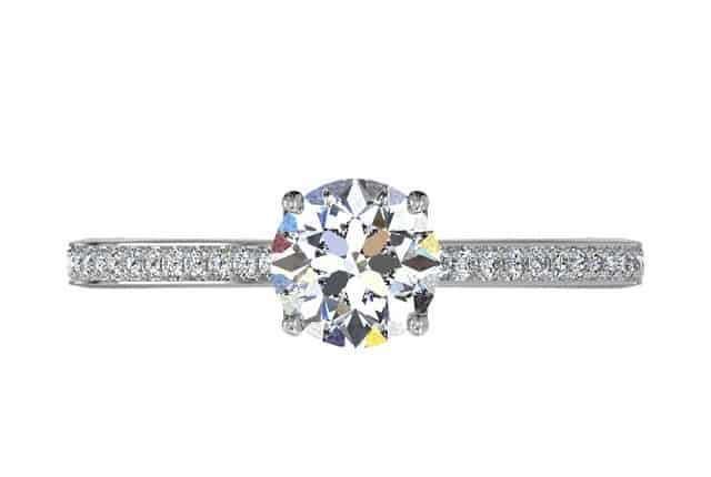 Ritani White 14 Karat Gold Diamond Engagement Ring Mounting Size 6.5 * - view 4