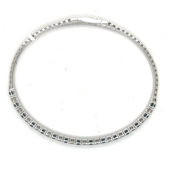 White 14 Karat Gold Diamond and Emerald Flexible Bangle Bracelet