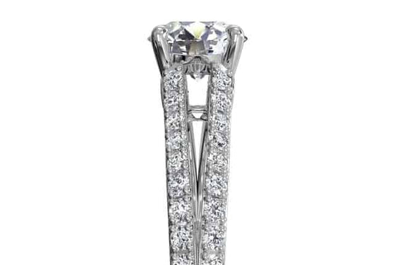 Ritani White 14 Karat Gold Diamond Engagement Ring Mounting Size 6.5 *