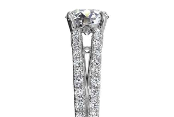 Ritani White 14 Karat Gold Diamond Engagement Ring Mounting Size 6.5 * - Diamond Designs