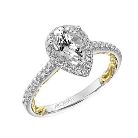 ArtCarved "Delaney" White & Yellow 14 Karat Gold Diamond Engagement Ring Mounting Size 6.5 - view 2