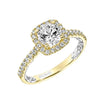 ArtCarved Yellow & White 14 Karat Gold Diamond Engagement Ring Mounting Size 6.5 *