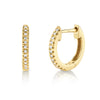 Shy Creation Yellow 14 Karat Gold Diamond Small Hoop Earrings *