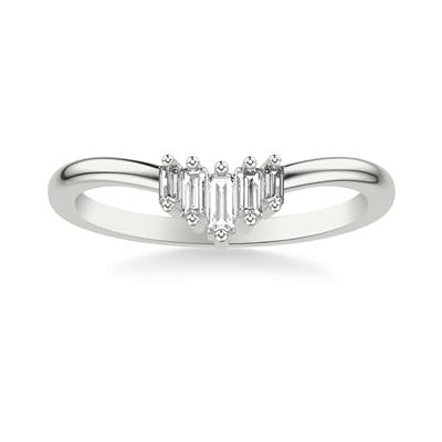 ArtCarved White 14K Gold Baguette Diamond Tiara Curved Wedding Band Size 6.5*