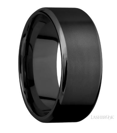 Lashbrook Black Zirconium Sandblast Wedding Band Size 9.5 * - view 2
