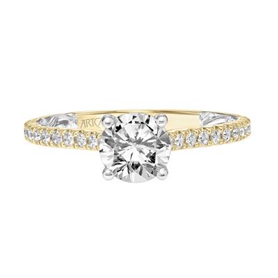 ArtCarved "Sonya" Yellow & White 14 Karat Gold Diamond Engagement Ring Mounting Size 6.5 - view 2