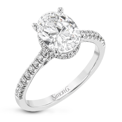 Simon G. LR2345 White Gold Diamond Hidden Halo Engagement Ring Mounting Sie 6.5*