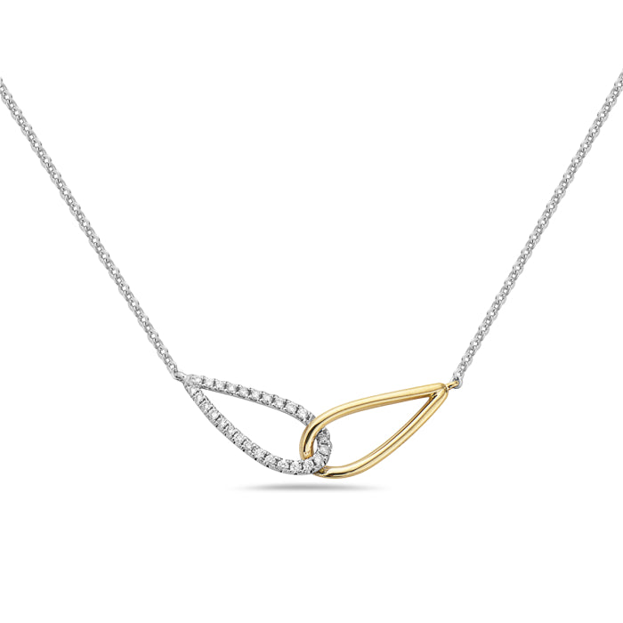 Bassali Two-Tone 14 Karat Gold Diamond Interlocking Necklace *