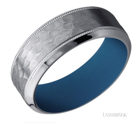 Lashbrook Grey Tantalum Hammered Wedding Band Size 10 *