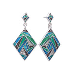 Chromatica Sterling Silver Blue & Teal Enameled Drop Earrings