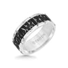 White Tungsten Carbide BlackHammered Wedding Band Size 9.5 *